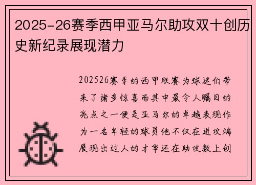 2025-26赛季西甲亚马尔助攻双十创历史新纪录展现潜力
